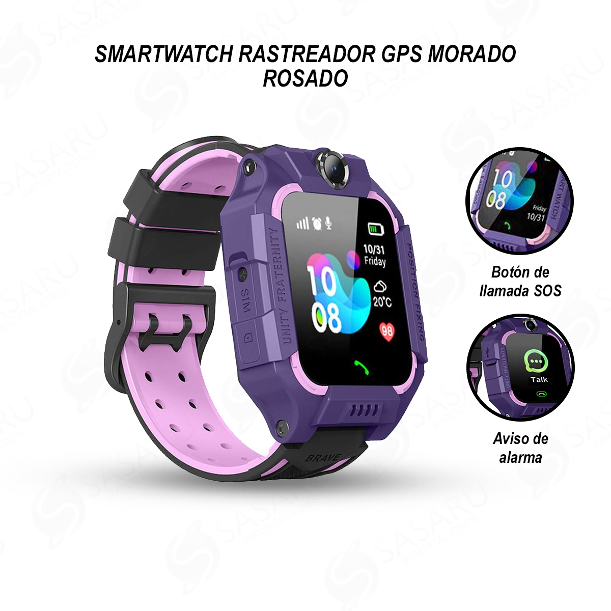 SMARTWATCH INFANTIL CON RASTREADOR GPS ROSADO MORADO