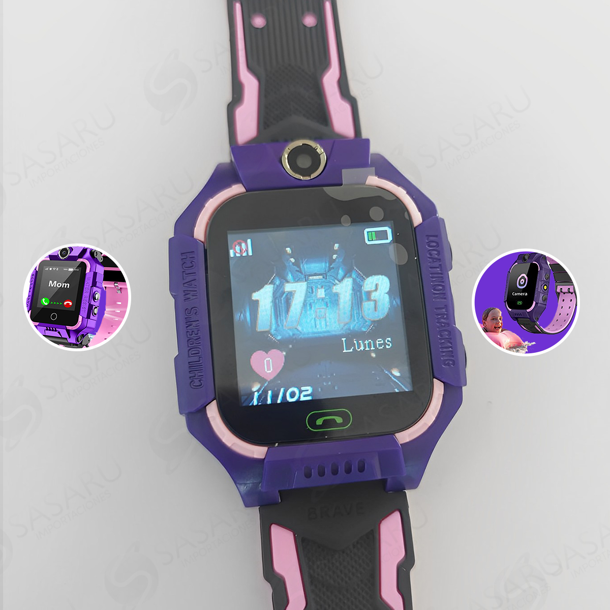 SMARTWATCH INFANTIL CON RASTREADOR GPS ROSADO MORADO